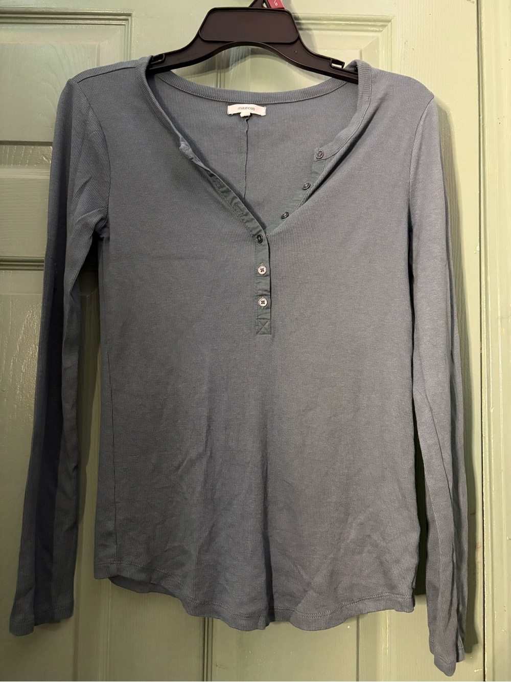 Maurices Slate Blue Long-Sleeve Henley Top